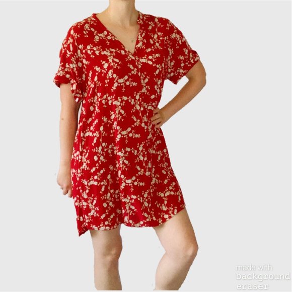 GP & JBaker for H&M Red Floral Tunic Size 8 - Picture 1 of 7